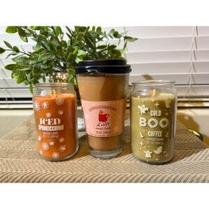 Coffee Candles Scented Bundle of 3 Cappuccino Cold Brew Latte Fragrance